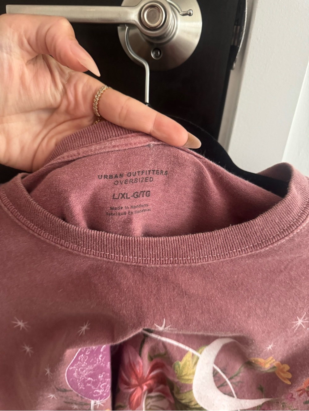 Oversized Floral Moon Graphic Tee - Dusty Rose - Picture 4 of 8
